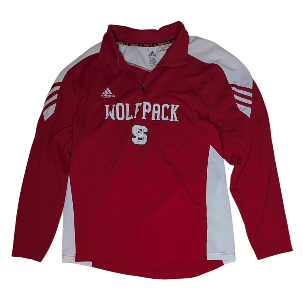 Adidas Pullover Mens L Red NC State Wolfpack Climalite 1/4 Zip 8856A 10 Training
